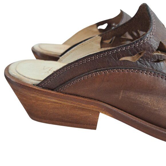 Veracruz Artisans Sundance Brown Leather Cutout Mules Size 36 US 5.5-6 Boho - Picture 12 of 13